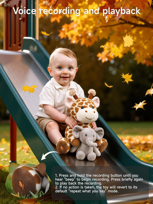 TUMAMA Interactive Giraffe & Elephant Talking Singing Toys, Mimicking Toy with Repeating What You Say, Interactive