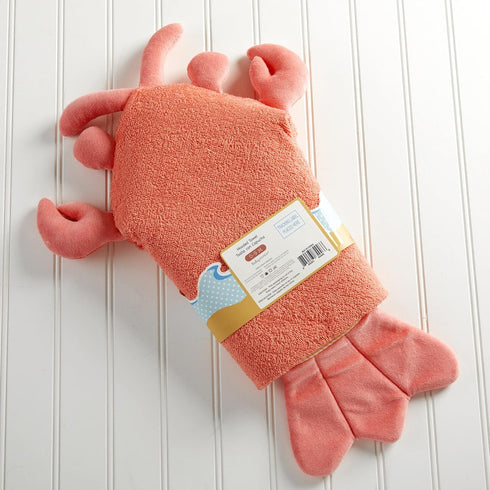 Packaging) 1 Count Baby Aspen Baby Boys Lobster Laughs (Updated Gift Hooded Towel, Orange, US