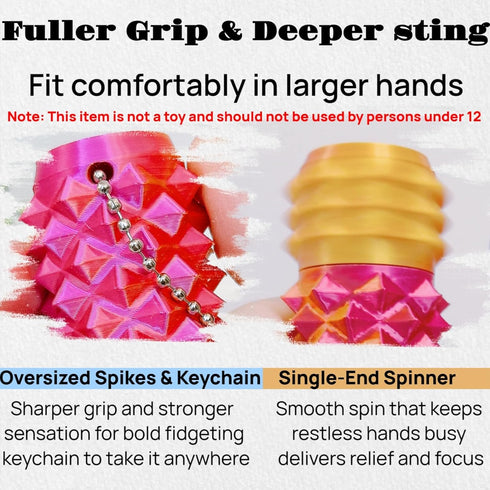 ZyCooom Little Ouchies Spiky Pain Stim Stress-Relief Keychain, Bigger Pointed Sensory Pocket Toy Adults for Stress