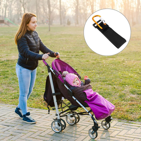 SWETRACE 2pcs Stroller Hooks Aluminum Alloy with Pu Strap, Anti-Slip Pram Clips for Diaper Bags and Grocery, Universal