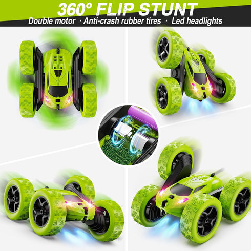 6+, 4WD 360 6 7 8 9 10 11 12 QUNREDA Remote Control Car for Kids Ages RC Cars Stunt Car Toy Double Sided Rotating