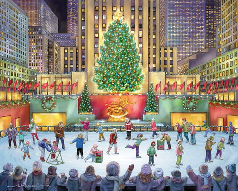 Vermont Christmas Company 1000 Piece Jigsaw Puzzle - Rockefeller Center 24"x30", Large Interlocking Pieces