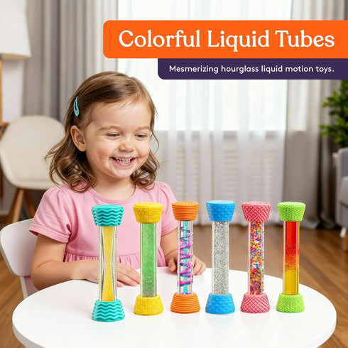 1) Special Supplies Liquid Motion Bubbler Toy Cool Tubes Colorful Hourglass Timer with Droplet Movement, Bedroom