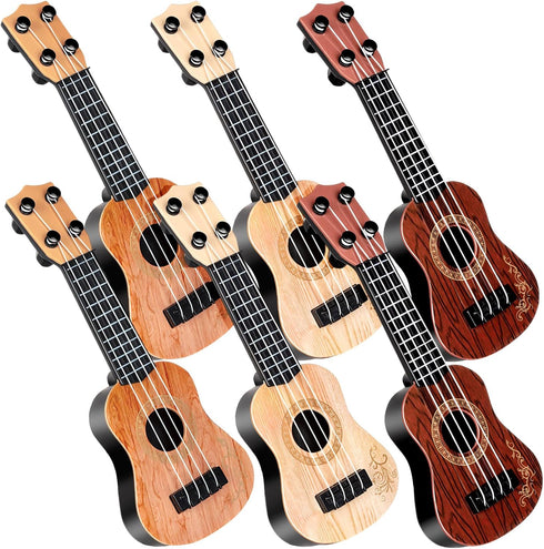 XGHSHW 10 Inch Kids Toy Guitar 6 Pcs Mini Toddler Guitars 4 Strings