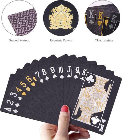 Waterproof Playing Cards - Plastic Deck of Gift Poker Cards in Black Diamond Design