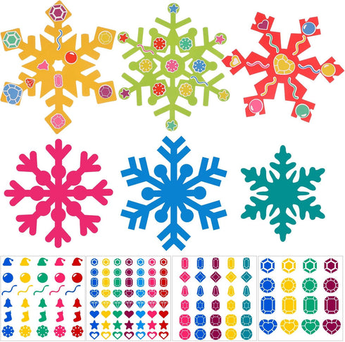 Zonon 24 Pieces Holiday Snowflake Craft Kit Winter DIY Hanging Craft Ornaments Snowflake