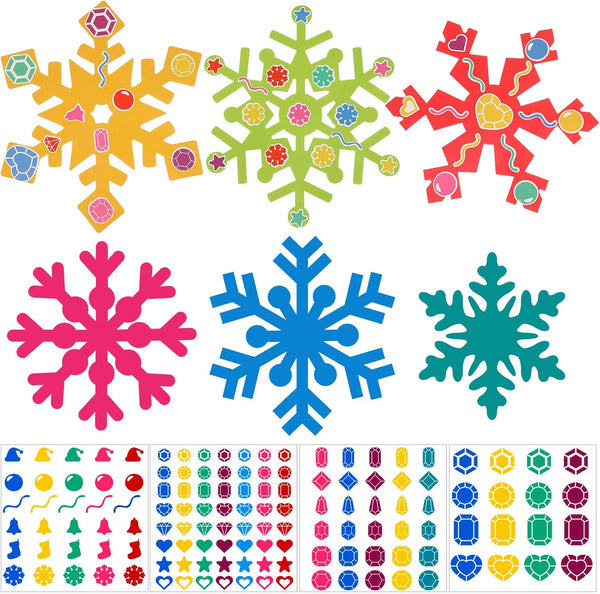 Zonon 24 Pieces Holiday Snowflake Craft Kit Winter DIY Hanging Craft Ornaments Snowflake
