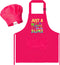 R HORSE 2Pcs Kid Apron and Chef Hat Set, Adjustable Children Pink