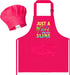 R HORSE 2Pcs Kid Apron and Chef Hat Set, Adjustable Children Pink