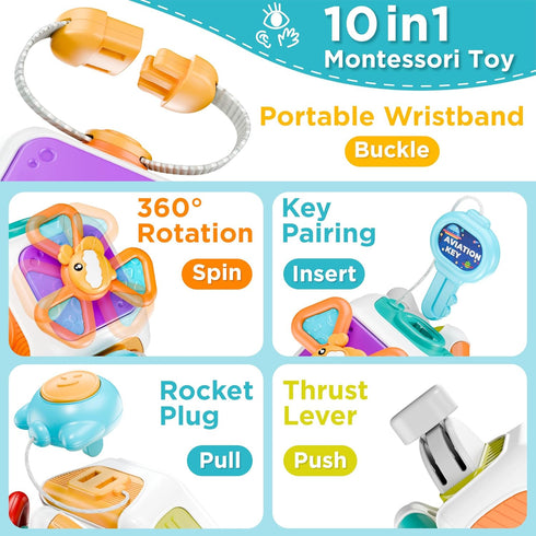iPlay, iLearn Baby Busy Board Cube, Montessori Sensory Toys for 1-3 Year Olds, Educational Travel Toy
