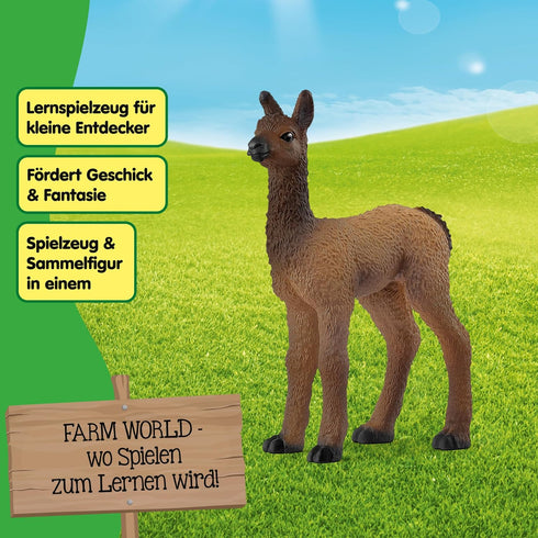 2" 3+ 14890 Schleich Farm World - Baby Llama Toy for Kids. Realistic, Hand-Painted Farm Animal Toys for Boys and Girls.