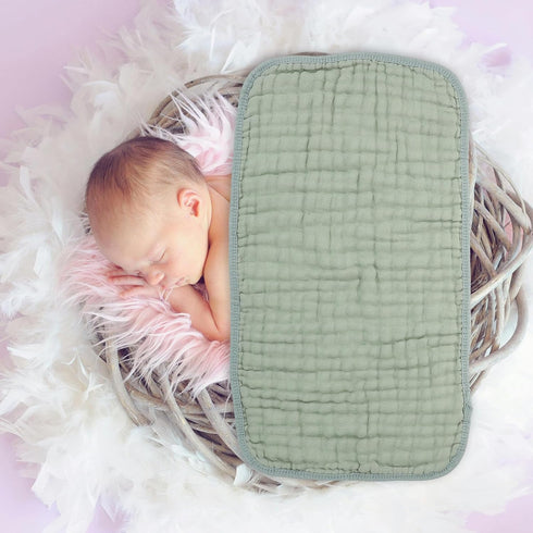 MUELODSIC 6-Layer 2550cm Set 6 Cotton Towels Muslin Burp Cloths Soft Washcloths for Newborns Dark Green of for Bathing