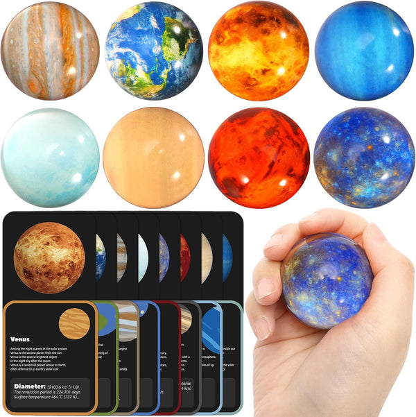 Pllieay 16PCS Solar System for Kids, Solar System Planets Toys with Bouncy Balls & Planetary Flashcards