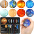 Pllieay 16PCS Solar System for Kids, Solar System Planets Toys with Bouncy Balls & Planetary Flashcards