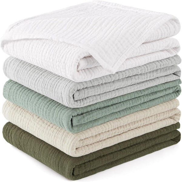 Susurration Burp Cloths Muslin 5 Pack Absorbent and Soft 100% Cotton Large