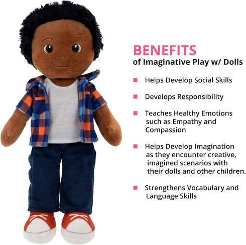 Playtime by Eimmie 14" Soft Baby Doll, Plush Rag Doll for 2 Year Olds, Washable Sensory Fabric