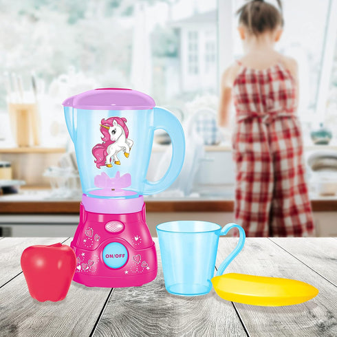 Toy Chef Play Kitchen Appliances Premium Pretend Blender for Kids Unicorn-Theme Pink Toddler Kitchen Accessories Cool