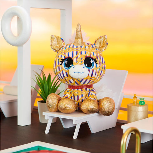 P.Lushes Designer Fashion Pets Natalie Von Corn Premium Unicorn Stuffed Animal, 6”, Gold and Blue