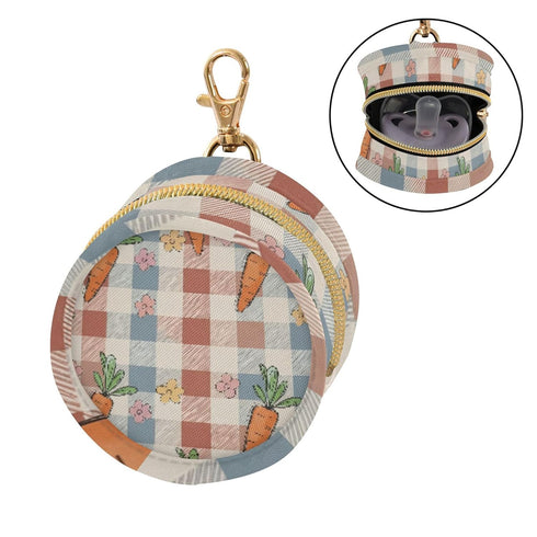 PYBUG Carrot Round Pacifier Storage Case, Polyester & TPU Lined with Hook Buckle, Pacifier Container Box for Baby
