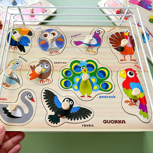 1-3 6XSET 2-4 3-5 QUOKKA Wooden Puzzles for Toddlers - Toddler Puzzles Ages with Rack - Learning Alphabet - Numbers