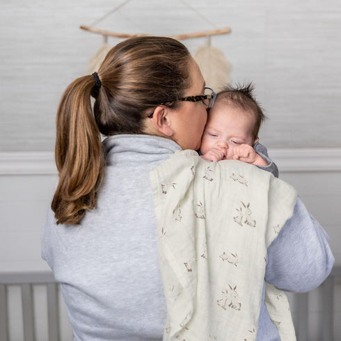 100% 47 47 inches Crane Baby Organic Cotton Bunny Single Baby Swaddle Wrap for Boys and Girls, Gender Neutral Newborn