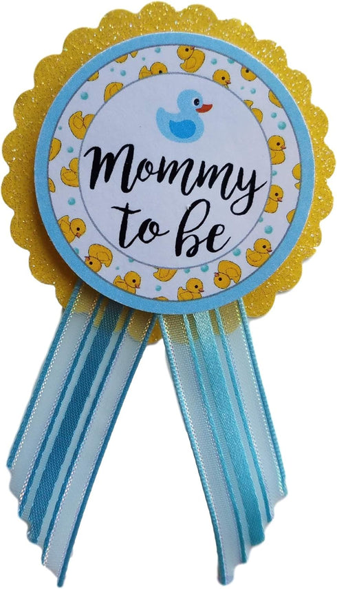 Amy's Bubbling Boutique, Inc. Duck Baby Shower Pin, Mommy & Daddy to Be, Yellow & Blue It's a Boy, Baby Sprinkle Gender