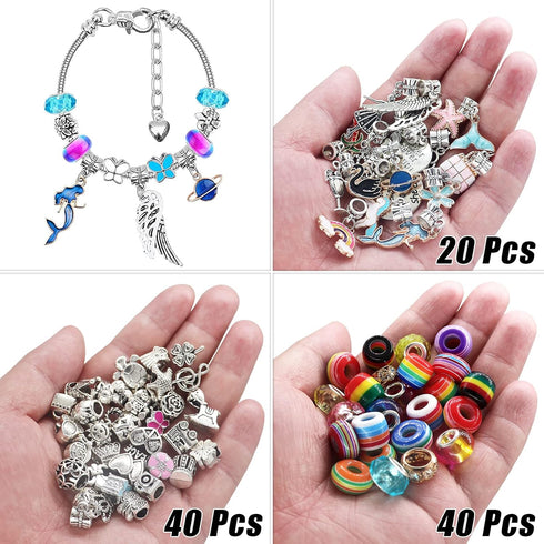 Jewelry Making Kit for Girls 8-12, 110Pcs Charm Bracelet Making Kit for Girls Ages 5-12, DIY Necklace Kids Birthday