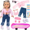 ZITA ELEMENT 18 Inch Girl Doll Clothes Set - Scooter, Skateboard, Sport Shoes, and Accessories for Outdoor Fun