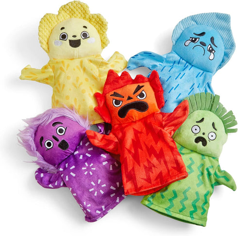 hand2mind Feelings Family Hand Puppets, Emotions Toys, Dramatic Play Therapy Toys for