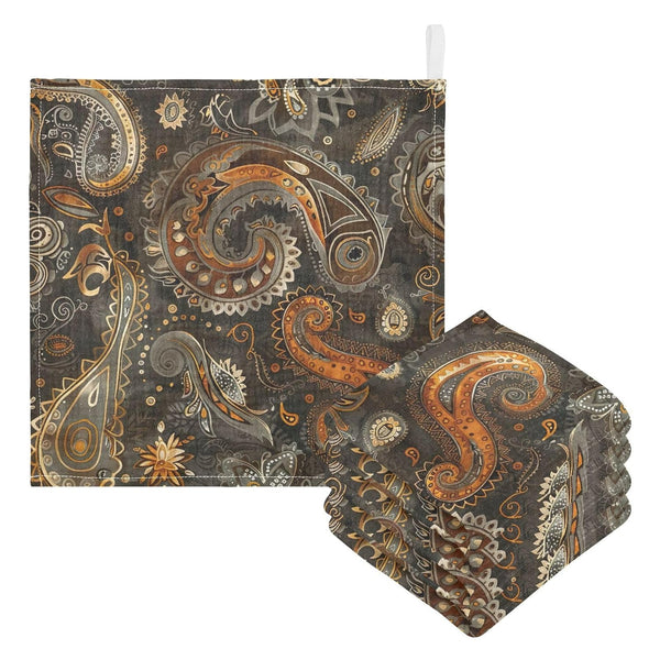 YETTASBIN Paisley Muslin Baby Hand Washcloths, Soft Cotton Bath Face Towel, 4 Layers