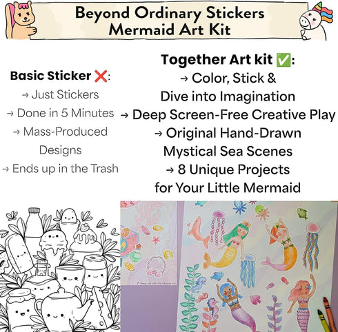 Set 4-10 Together Art Mermaid Color Your Own Storytelling Sticker Kit Coloring Your Own Stickers & DIY Storytelling