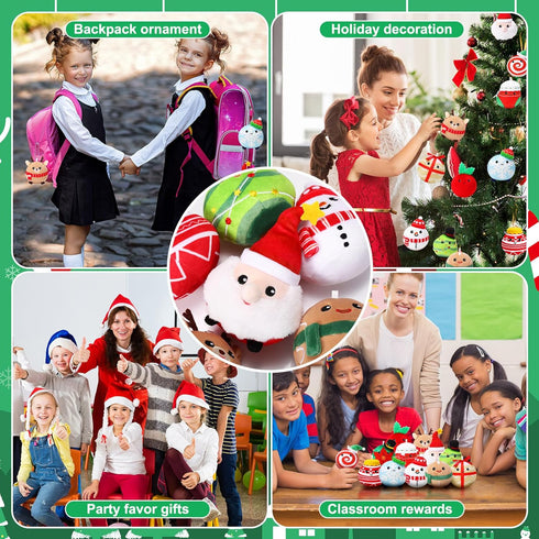 Aoriher 12 Pcs Christmas Plush Ornaments, 3.15 Inch Plush Doll Toy for Xmas Party Favor Gifts