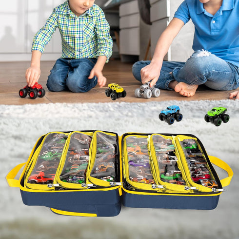 1:64 34 CURMIO Carrying Case Compatible with Monster Jam Trucks, Portable Scale Monster Truck Bag Holding Toy Cars