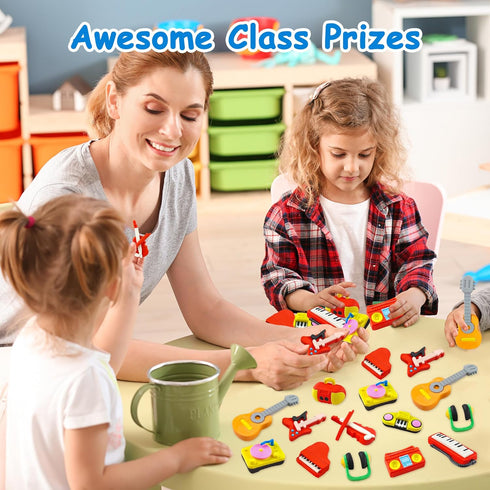 30 3D pcs Musical Erasers for Kids Classroom PrizesPuzzle Eraser Take Apart Musical Instrument Pencil Erasers for Kids