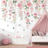 wondever Large Pink Flowers Wall Stickers Hanging Vine Floral Leaves Peel and
