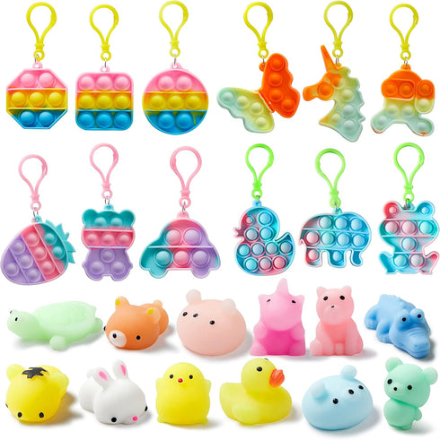 24 JOYIN PCS Prefilled Easter Eggs with Assorted ToysFilled with Mochi Squishy Toys and Pop Bubble Fidget