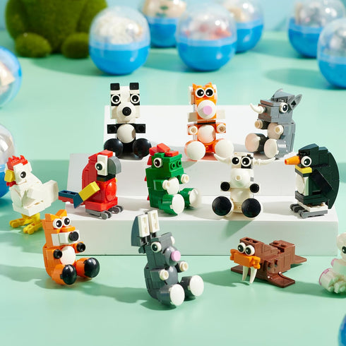 12 JOYIN Pcs Easter Eggs Hunt Prefilled with Adorable Animal Building Blocks for Easter Party Favors, Easter Basket
