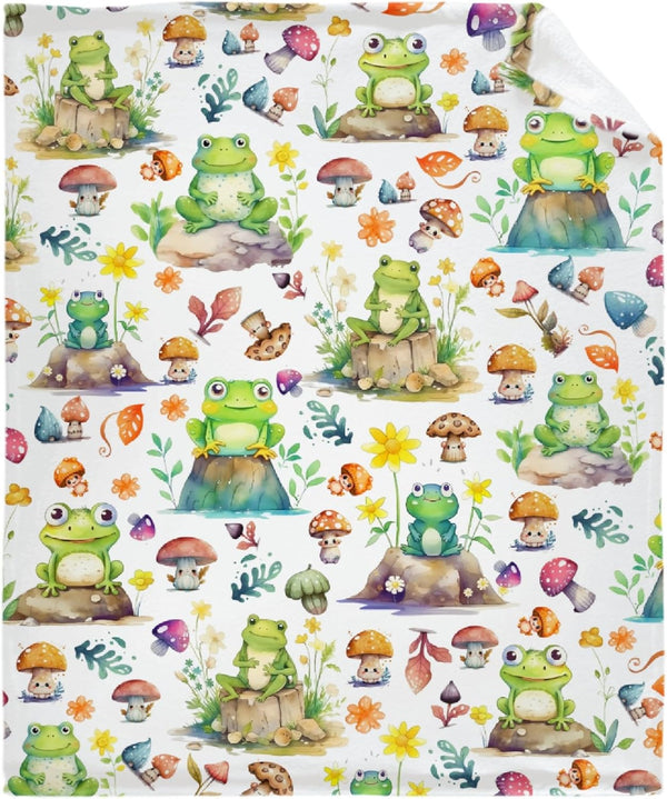 Cute Frog Baby Blanket Gifts, Super Soft Swaddle Newborn Cozy Receiving Blanket, Stroller Throw Blanket for Crib, 40x30