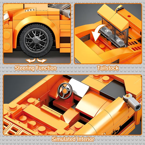 Speed Racing Cars Building Sets for Kids, Mini Sports MOC Cars Building Blocks Toy Set, 338 Pcs DIY Kit