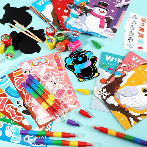 Set Frozen (24Set BenLouis Winter Party Favors Holiday Themed Coloring Book Classroom Gift Prizes Bulk for Students