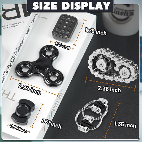 5 Pcs Fidget Toys Adults & Teen Metal Fidgets Spinner for Teens Boys Magnetic Slider Cool Gadgets Office Desk Toy