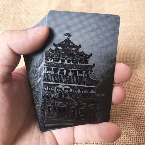 Luxury Black Playing Cards - Plastic Poker Cards Standard Size 52+2 (Black Tower)