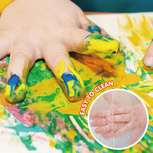 Set 3+ Early Learning Kids Paint Washable Finger Paint with Assorted Painting Brushes Sponges Portable Case for Kids
