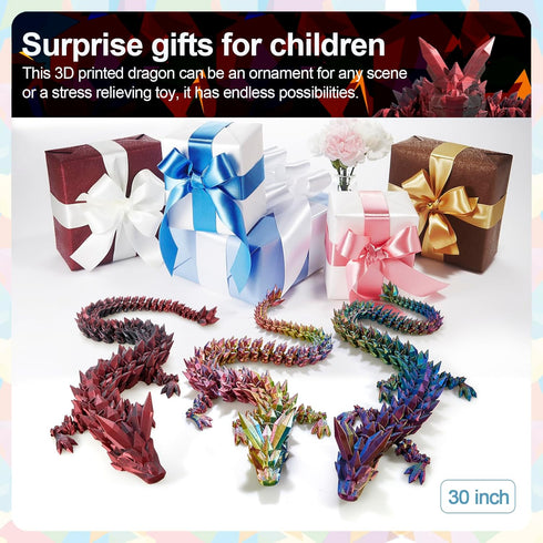 303D 3D 3-D Printed Dragon Large Dragon--Bigger Fidget Toy Gift for Kids, Boys, Girls & Adults,Cool Giant Crystal