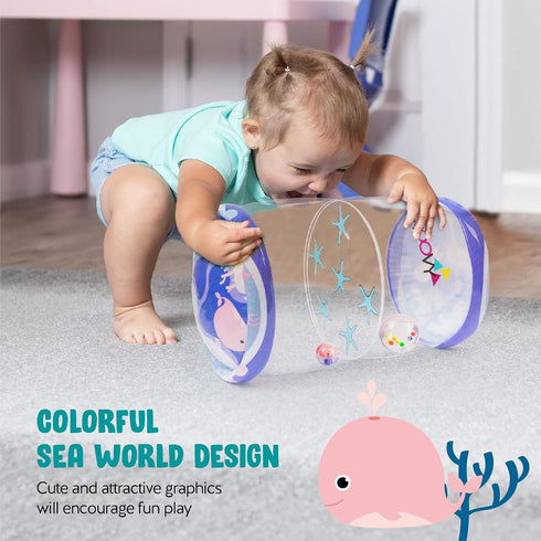 Hoovy Infant Crawling Toys, Toys for Crawling Babies 6-12 Months, Beginner Crawl Along Baby Roller, Tummy Time Activity