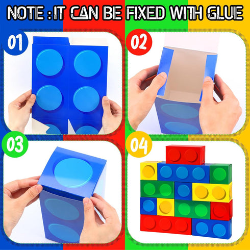 30 Pieces Building Block Party Box, Cardboard Snack Box for Children's Building Block Game Party Decorations