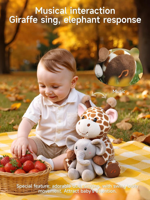 TUMAMA Interactive Giraffe & Elephant Talking Singing Toys, Mimicking Toy with Repeating What You Say, Interactive