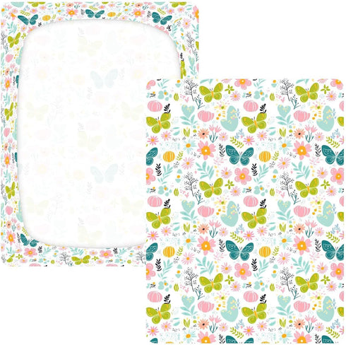 miaozhen 1 Pack 52x28 Cotton Baby Crib Sheets for Boys Girls Soft Comfy Little Fresh Safaris Butterfly Floral Muslin