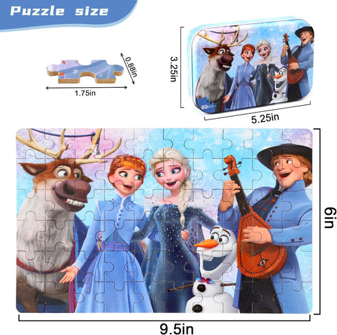 Puzzles for Kids Ages 4-8, 60 Pieces in a Metal Box, Educational Jigsaw Puzzle Toys for Boys and Girls