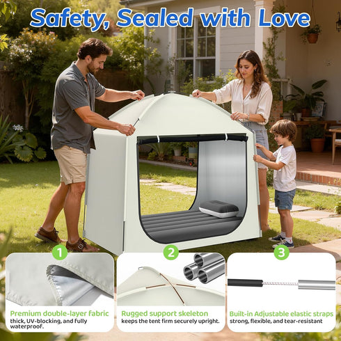 Home(52.4 Inch) Inflatable Toddler Travel Bed with Tent Portable Toddler Bed with Hand Pump-Toddler Blow Up Mattress